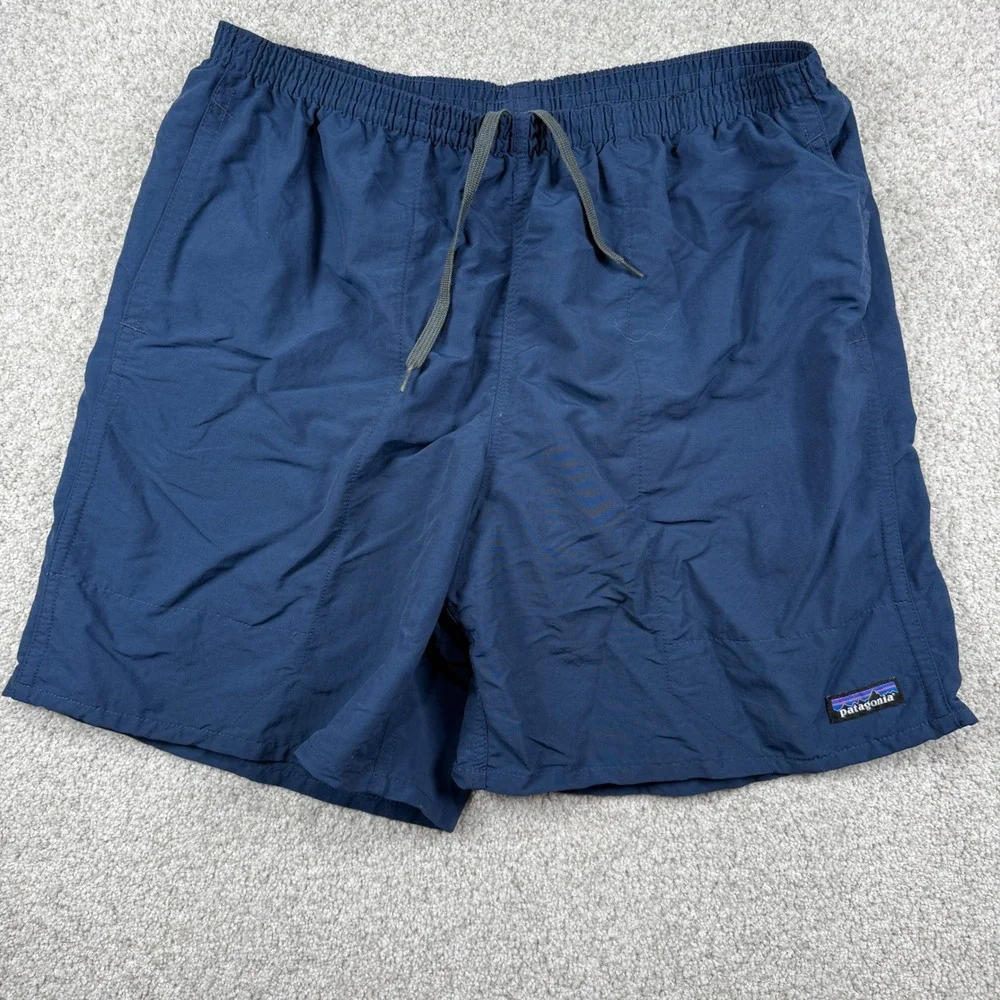 Patagonia Baggies Shorts Men Large Navy Blue 7 Inch Inseam Nylon Swim Trunks